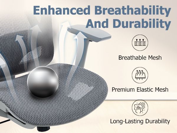 Ergonomic mesh office chair with adjustable headrest, lumbar support, and padded seat.