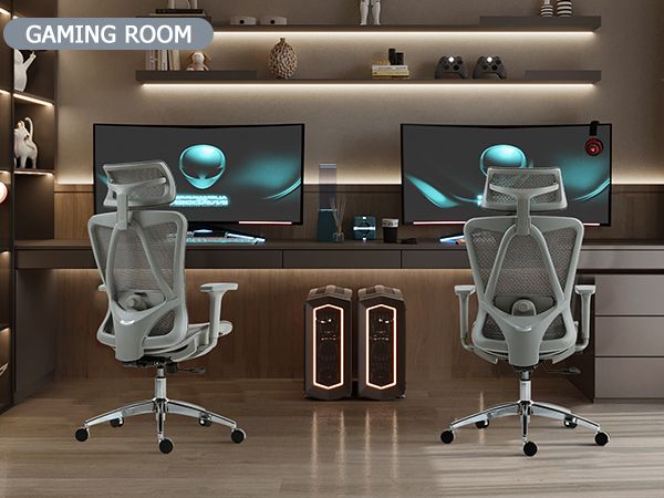 Ergonomic mesh office chair with adjustable headrest, lumbar support, and padded seat