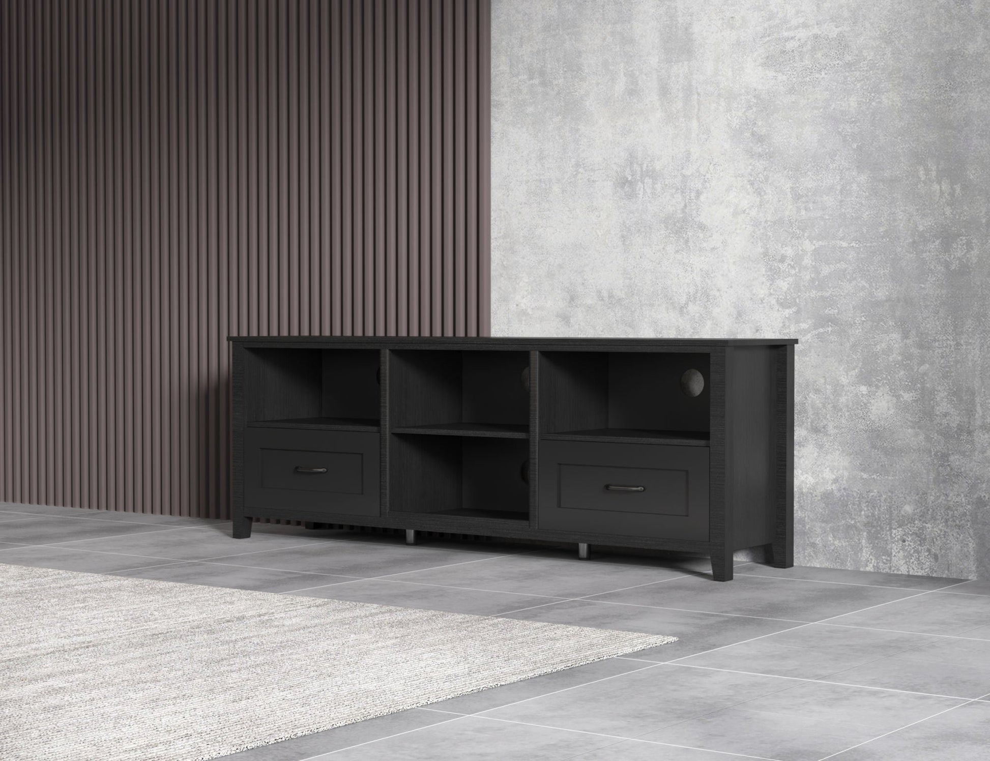 Stylish Black TV Stand for Living Room and Bedroom with ample storage for TVs up to 60 inches. Perfect for organization!