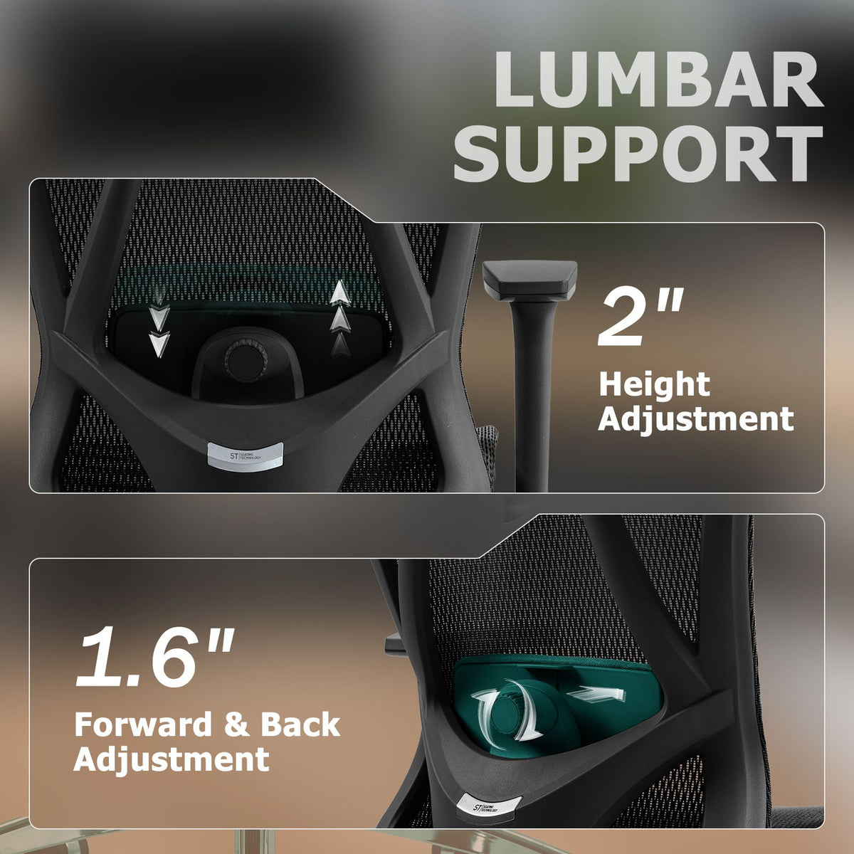 Ergonomic mesh office chair with headrest, lumbar support, and adjustable height.