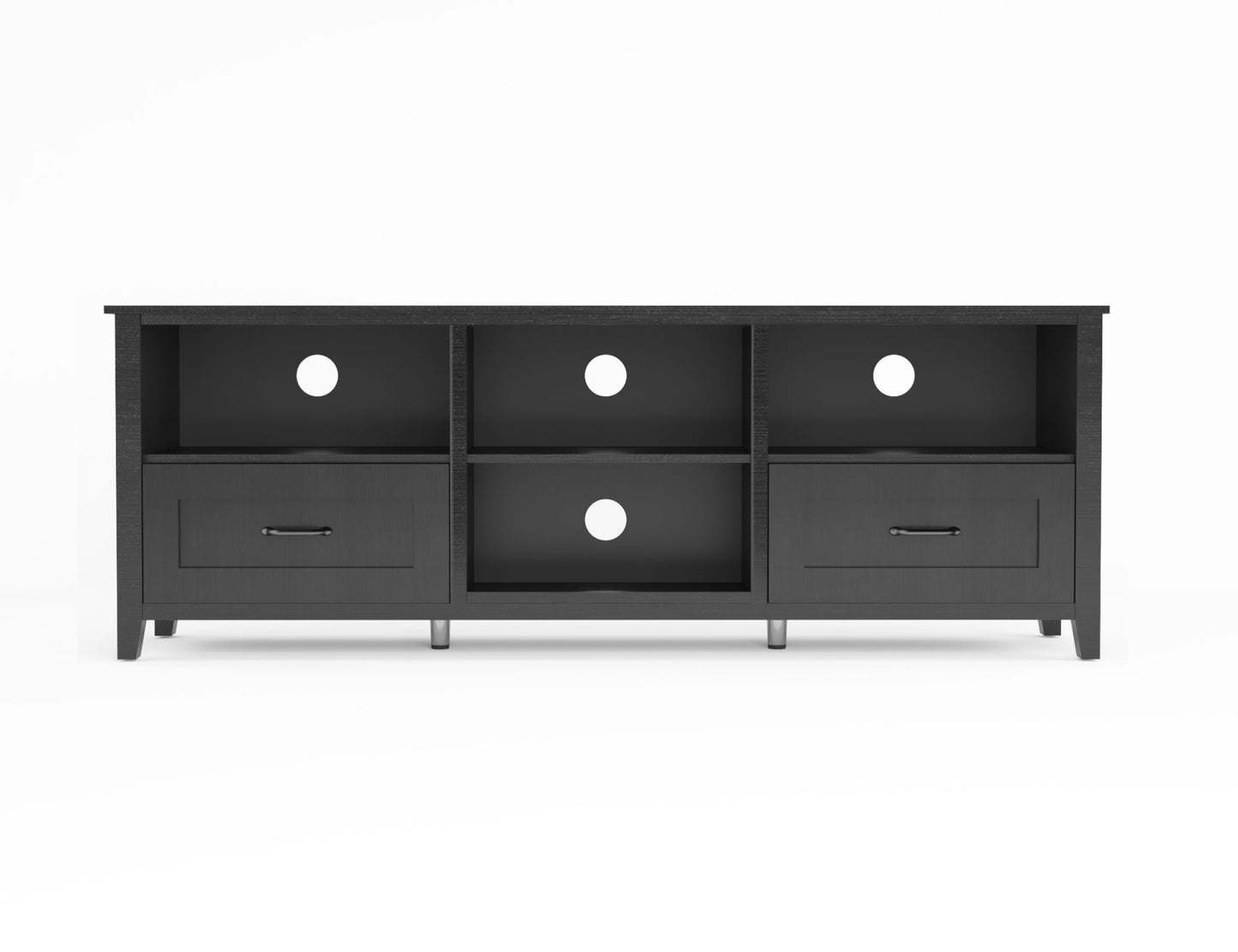 Stylish Black TV Stand for Living Room and Bedroom, featuring ample storage and a 70.08-inch tabletop for TVs up to 60 inches.