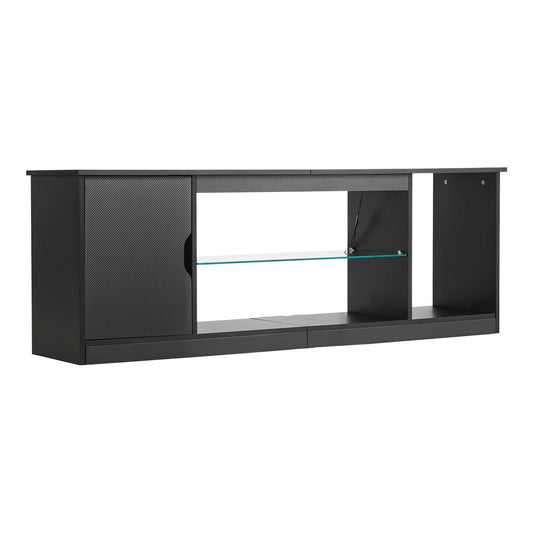 TV Stand For 65 Inch TVs Modern Wooden Entertainment Center With Glass Shelf Light Strip - Windsor Park Studio