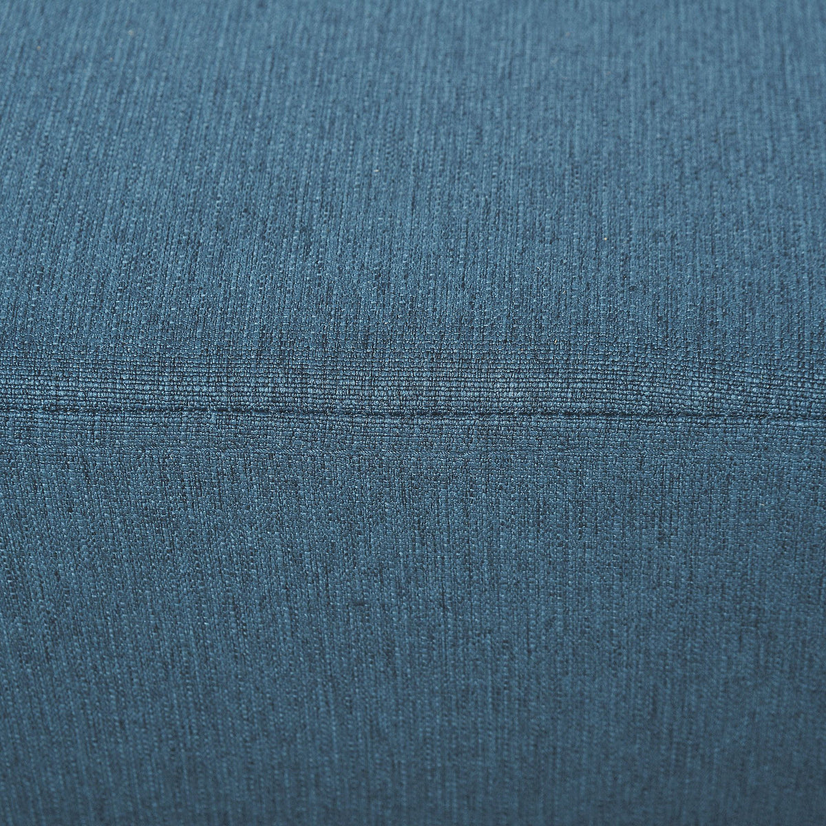 Small blue linen cube ottoman footrest for living room