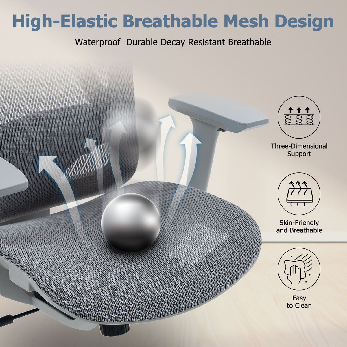 Ergonomic mesh office chair with adjustable headrest and lumbar support