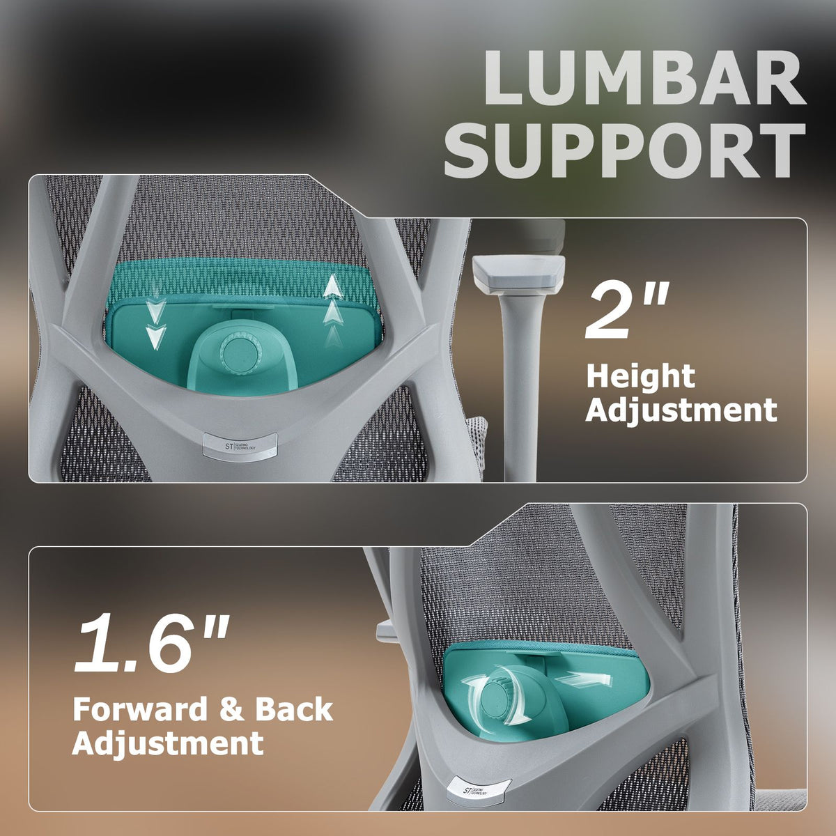 Ergonomic mesh office chair with adjustable headrest and lumbar support