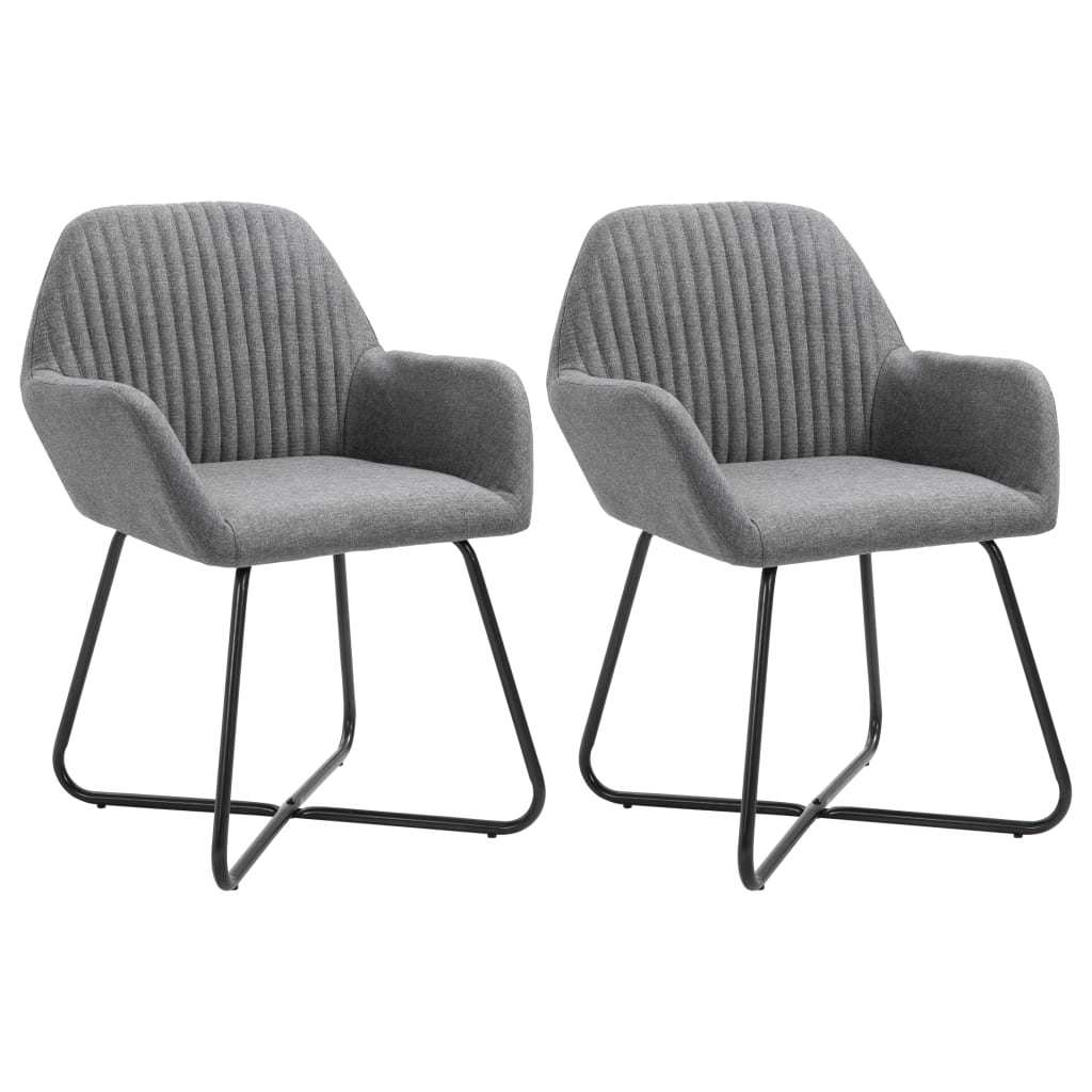 Set of 2 Modern Upholstered Dining Chairs in Charcoal Gray