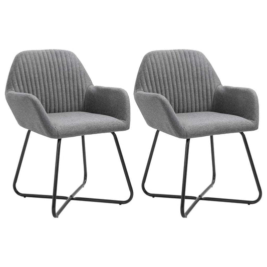 Set of 2 Modern Upholstered Dining Chairs in Charcoal Gray