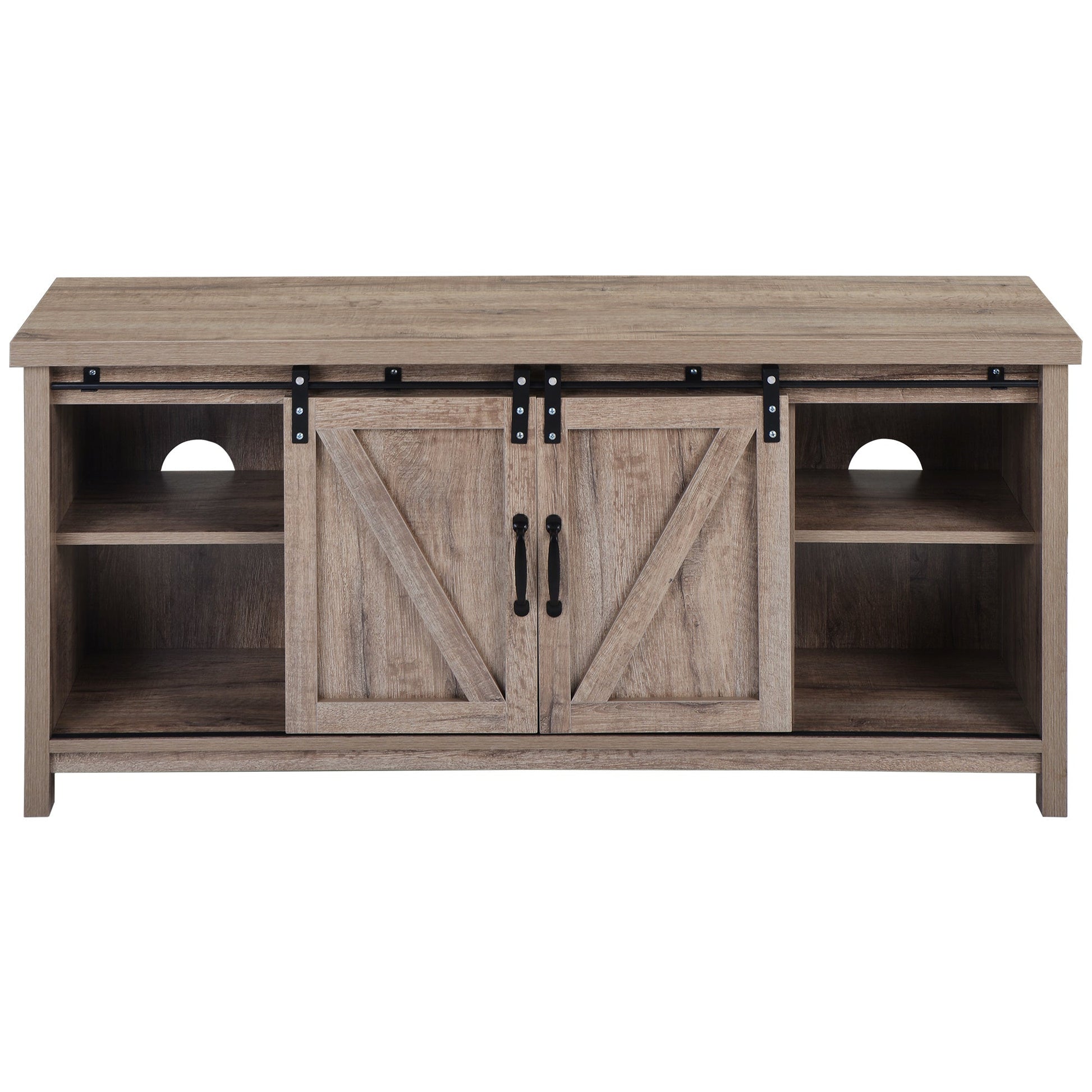 Stylish TV Stand, Melamine board with sliding doors and sturdy legs for enhanced stability and durability.