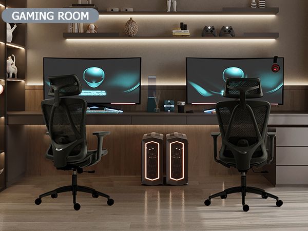 Ergonomic mesh office chair with adjustable headrest and lumbar support