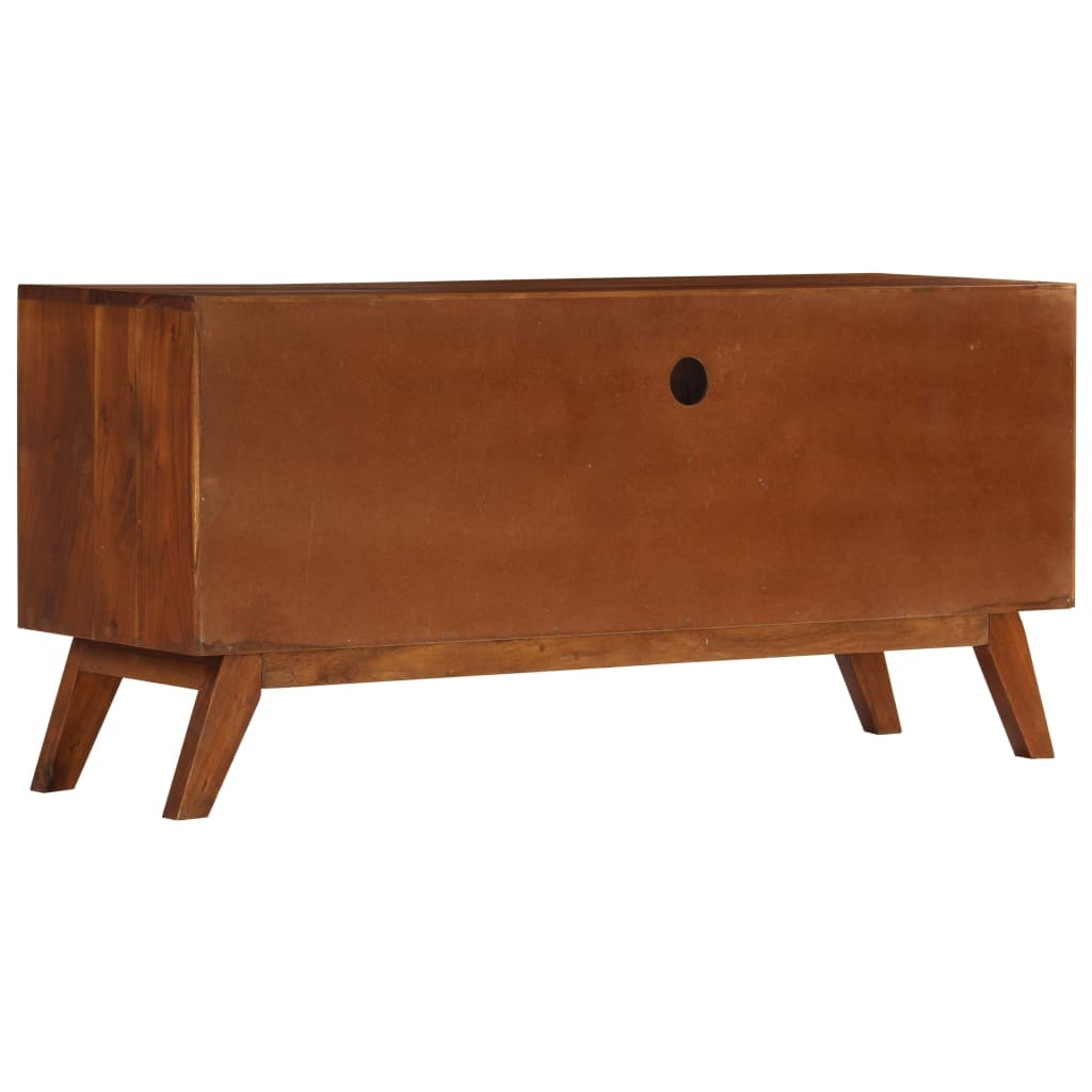Blakhom 43 inch solid acacia wood TV cabinet, dark honey finish, 3 drawers