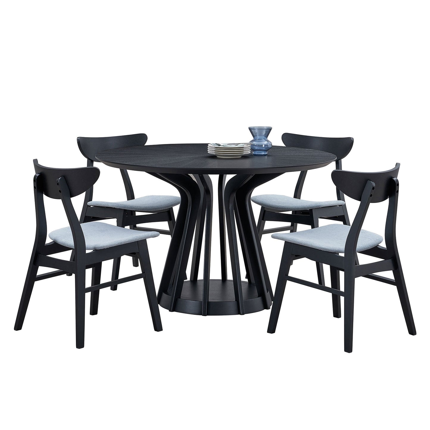 5-Piece Modern Round Dining Table Set with 4 Chairs