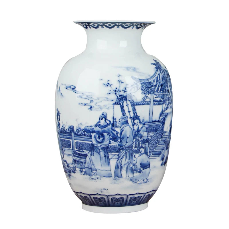 Antique blue and white Chinese ceramic vase for home decor.