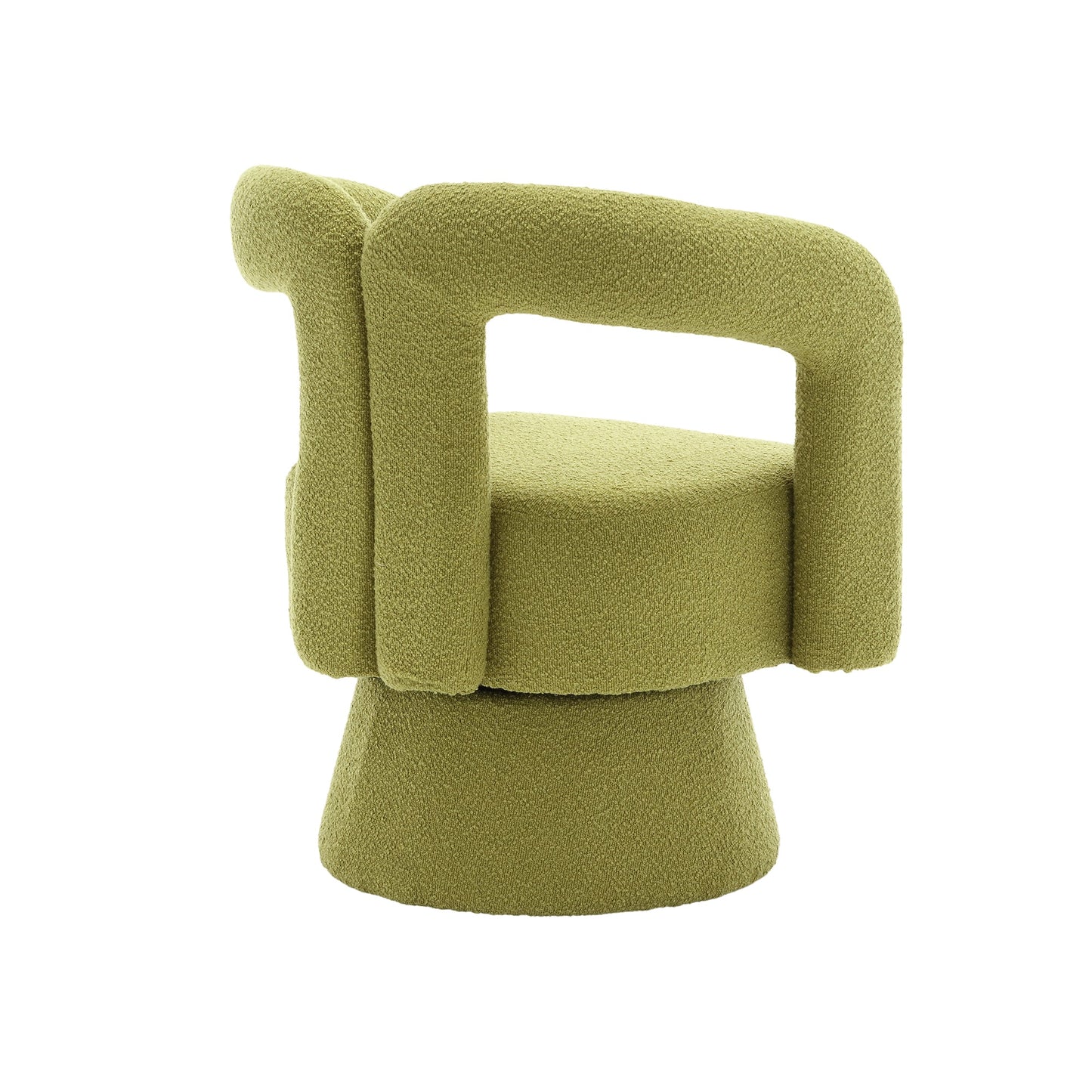 Olive Green Boucle 360-Degree Swivel Cuddle Barrel Chair