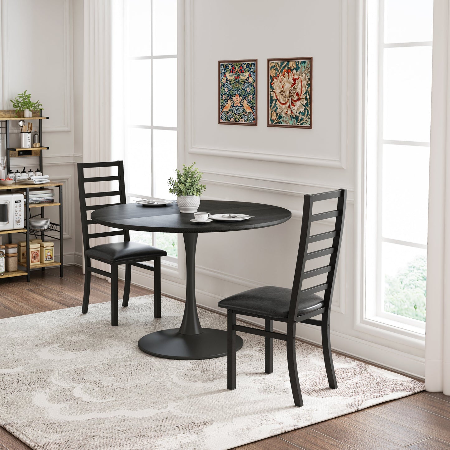 Dining Table Set for 2, 47 Inch Tulip Table with Chairs