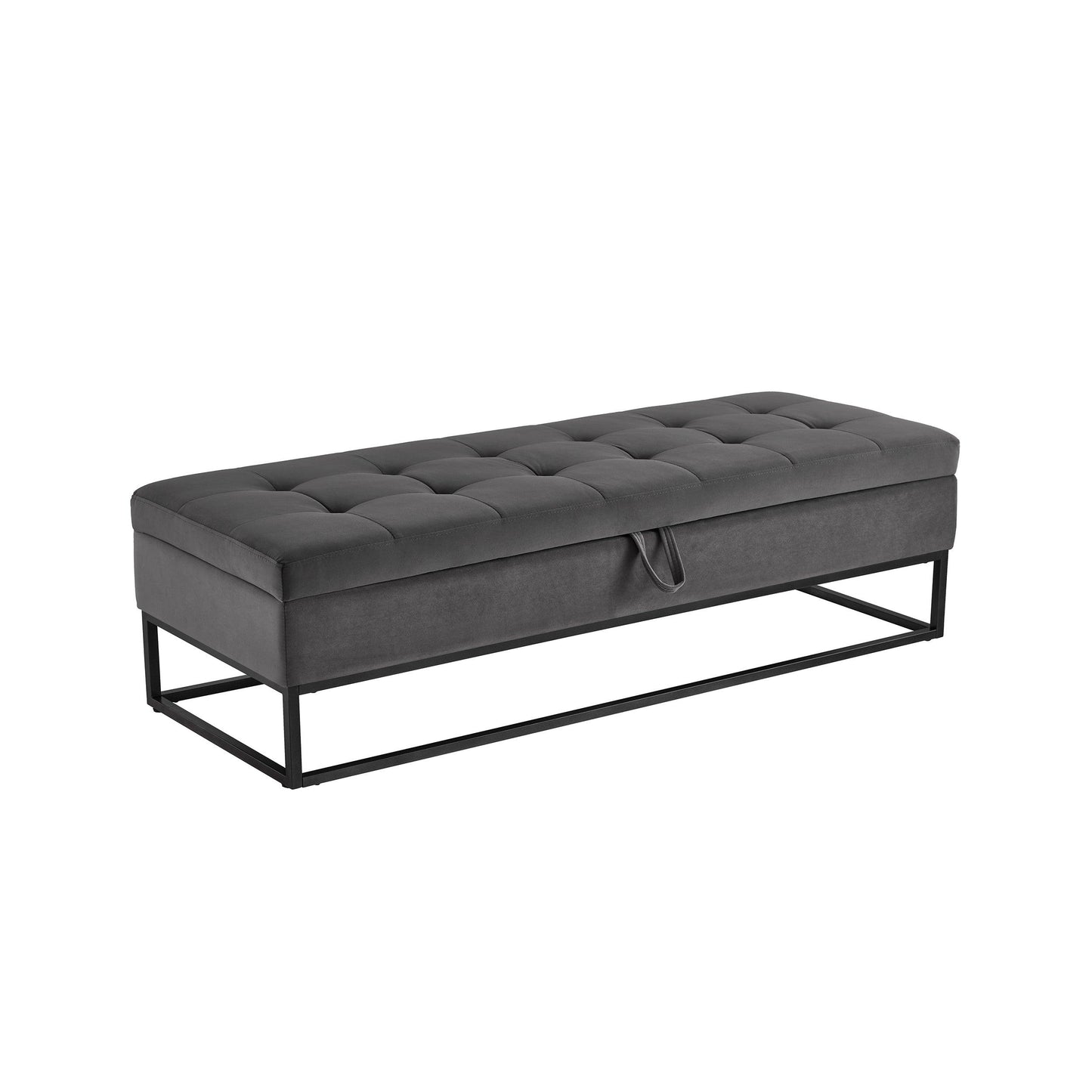 Bed Bench Metal Base with Storage Grey Velvet