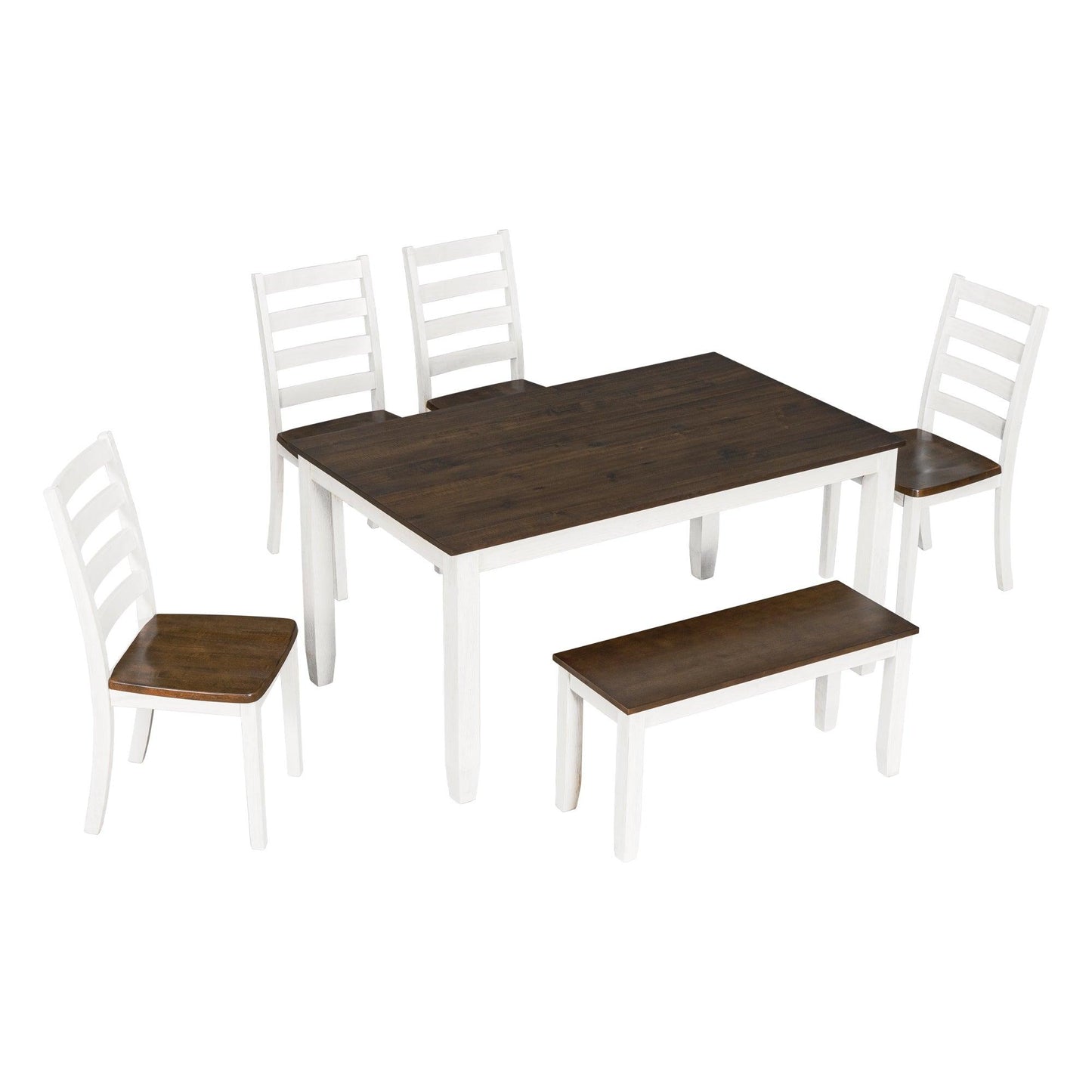 Rustic Style 6-Piece Dining Room Table Set with Chairs