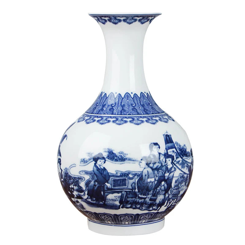 Antique blue and white Chinese ceramic vase for home decor.