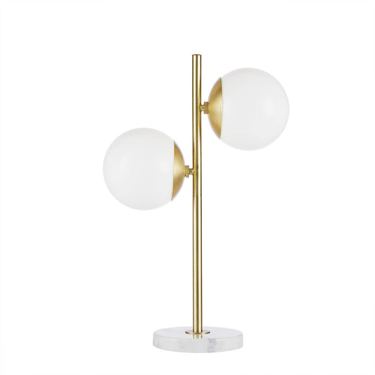 Modern Gold and Marble Table Lamp with Glass Shade