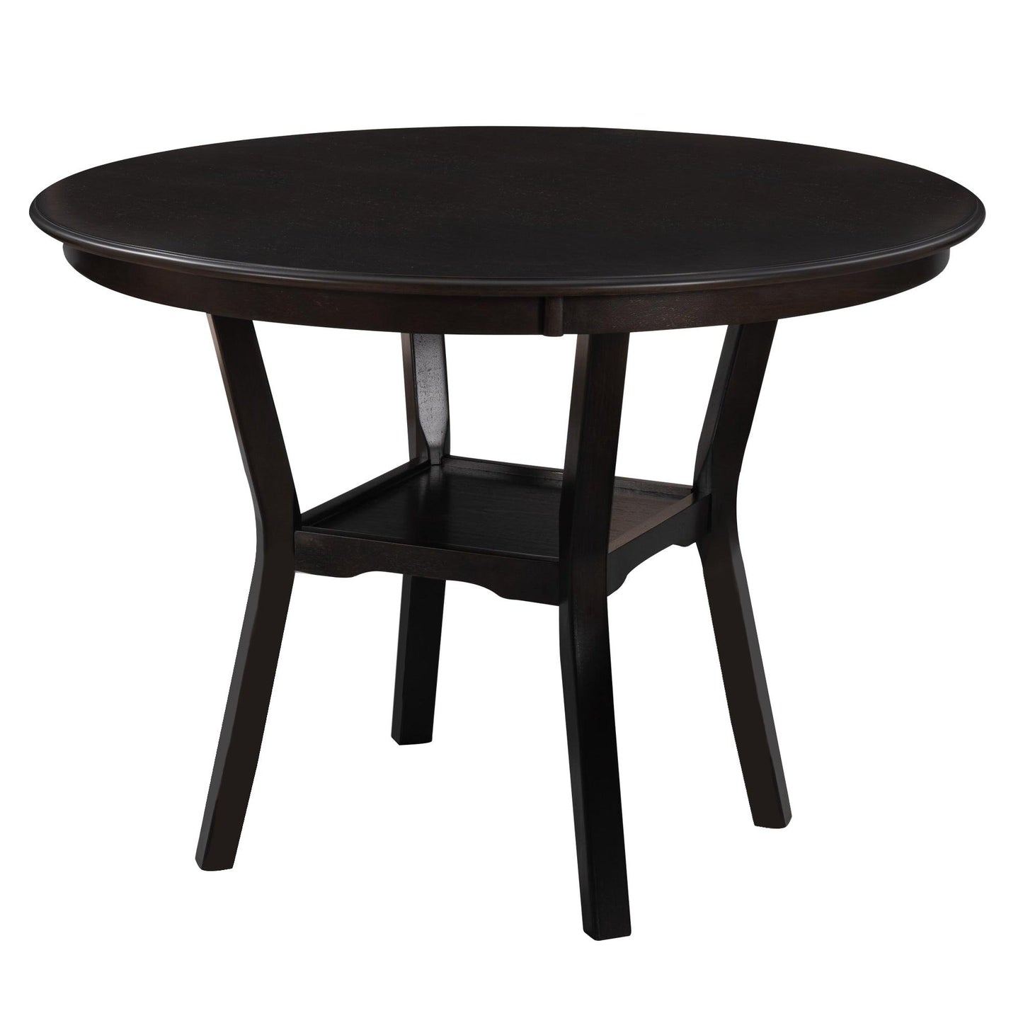 5-Piece Kitchen Dining Table Set Round Table with Bottom Shelf, 4 Upholstered Chairs for Dining Room Espresso