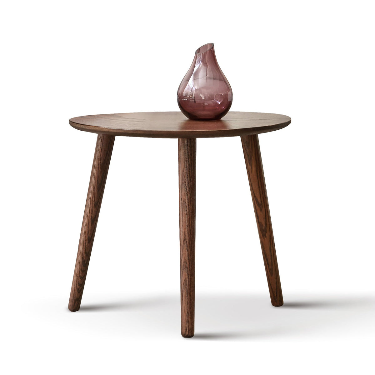 Solid oak oval mid-century side table