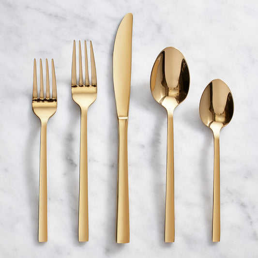 Gold 20 Piece Flatware Set For 4 Cutlery Utensils Dining