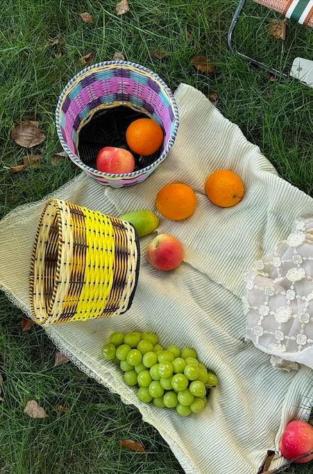 Handwoven Dopamine Tabletop Storage Basket for Fruit & Veges