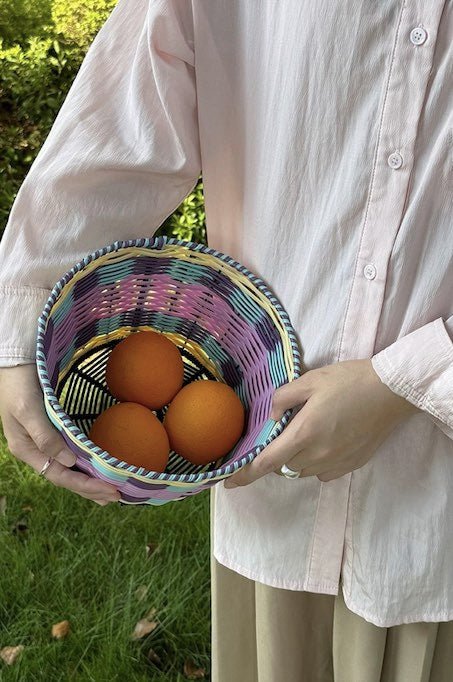 Handwoven Dopamine Tabletop Storage Basket for Fruit & Veges