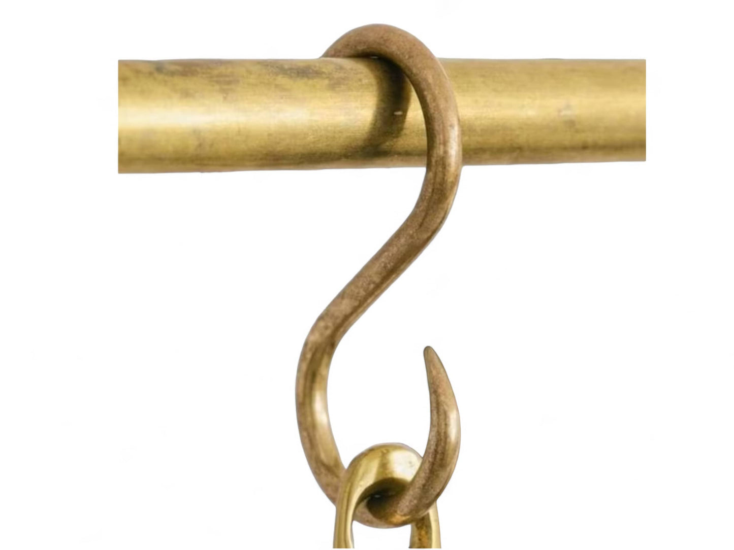 Elegant Unlacquered Brass Pot Rail with Hooks - A Stylish Kitchen Storage Solution