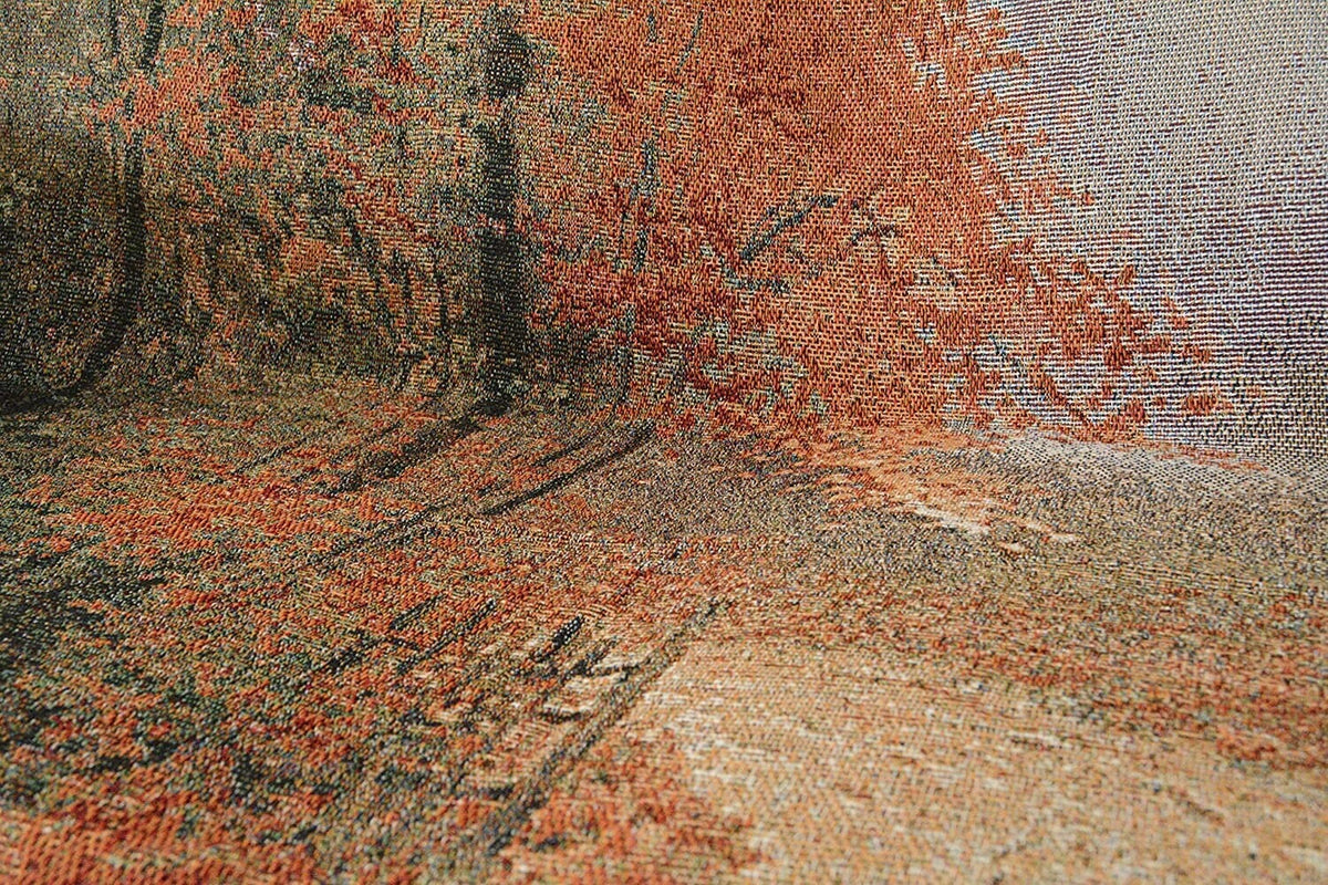 Orange leaf forest tapestry throw blanket, 50x60 inches.