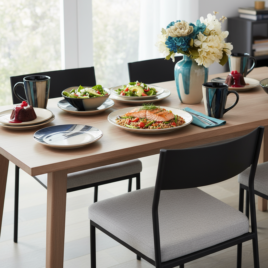 Gibson Elite Althea 16-Piece Teal Dinnerware Set with Contemporary Reactive Glaze Design