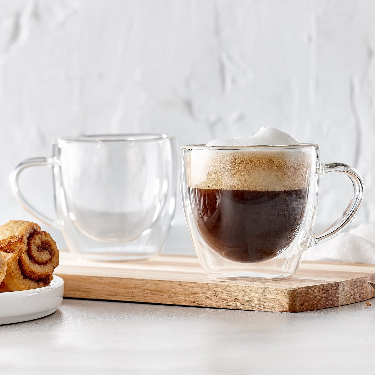Insulated Double Wall Glass Mugs For Coffee And Tea 4 Piece Set 225ml Barista