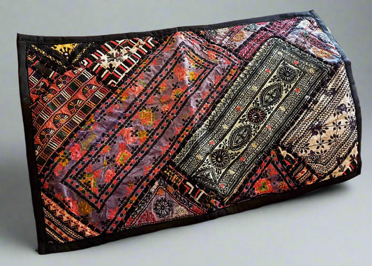 Banjara Patchwork Pillow Cover With Mirrored Embroidery Boho Vintage Cotton