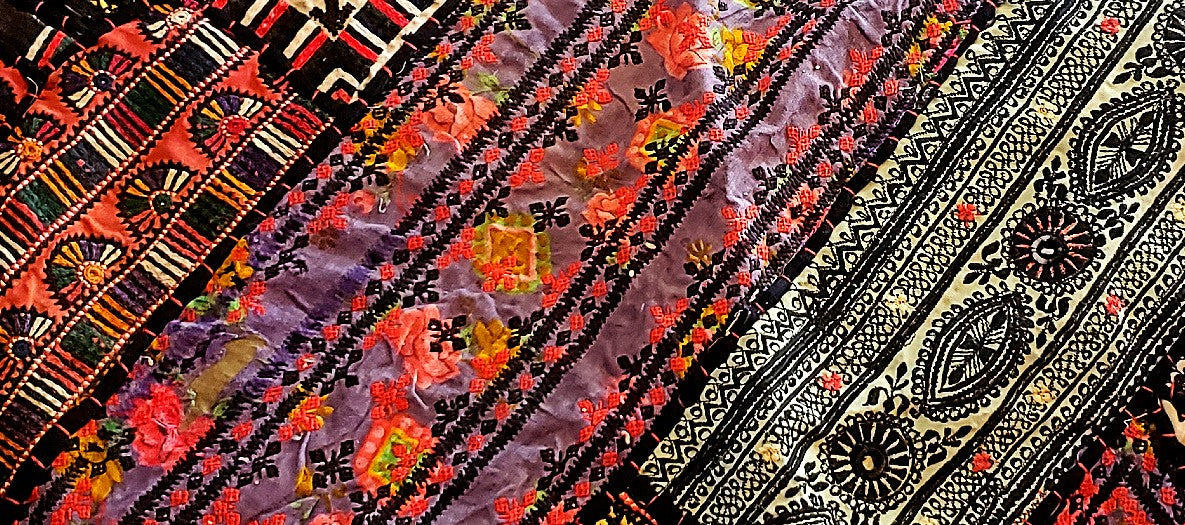 Banjara Patchwork Pillow Cover With Mirrored Embroidery Boho Vintage Cotton