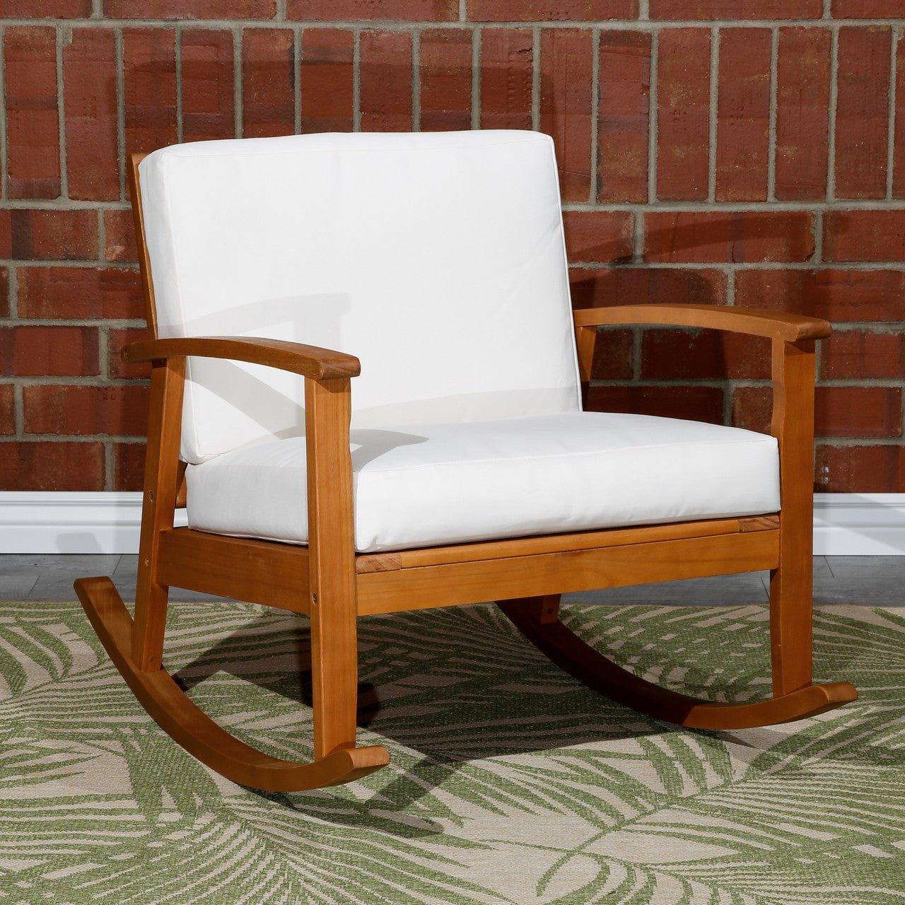 Longs Peak Eucalyptus Outdoor Oversized Rocking Chair with Cushions