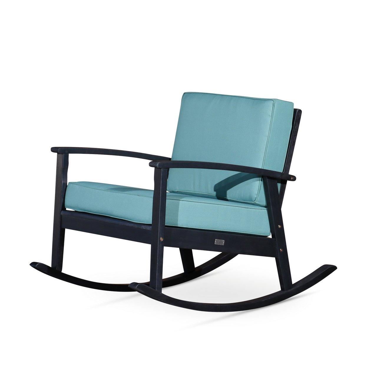 Longs Peak Eucalyptus Outdoor Oversized Rocking Chair with Cushions