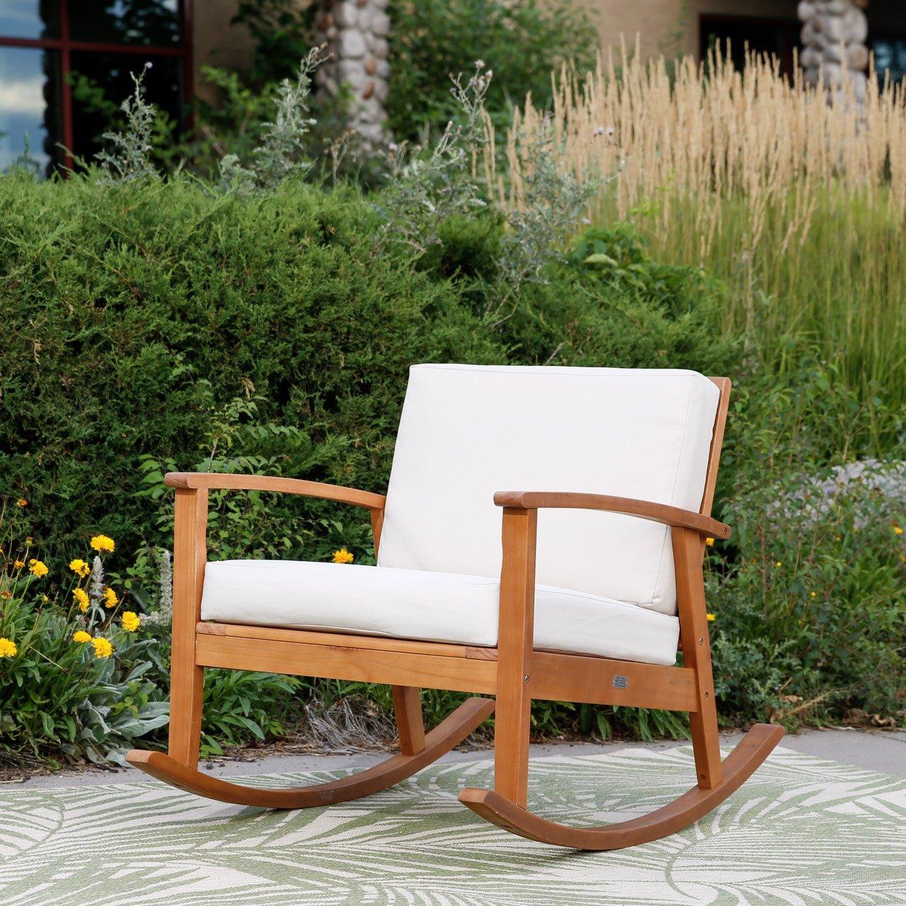 Longs Peak Eucalyptus Outdoor Oversized Rocking Chair with Cushions