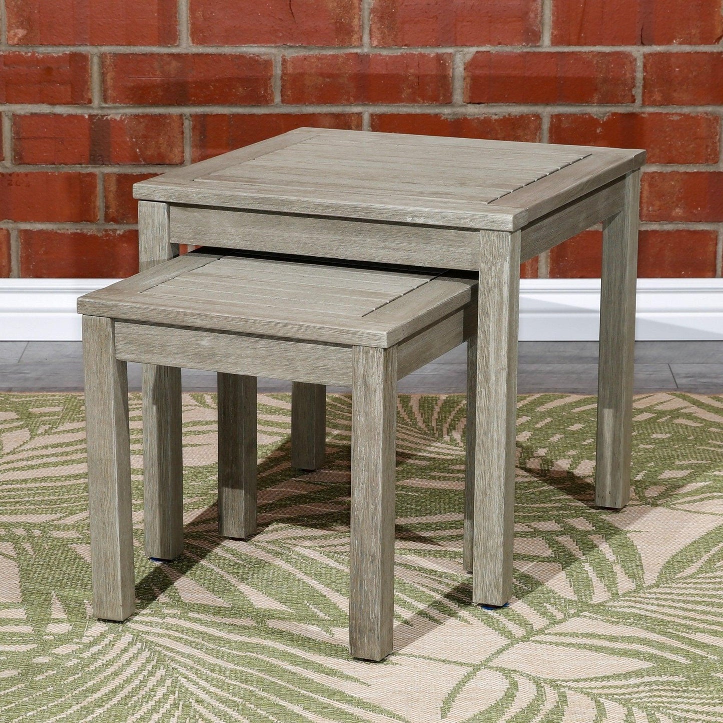 Eucalyptus Nesting Tables Set for Outdoor Entertaining - 2-Piece Collection