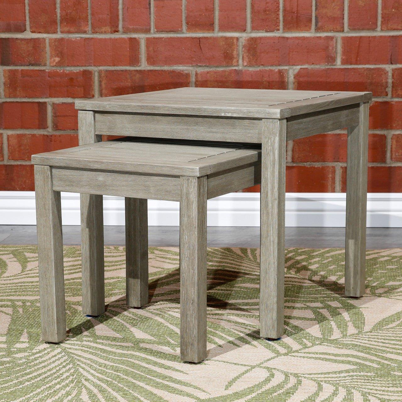 Eucalyptus Nesting Tables Set for Outdoor Entertaining - 2-Piece Collection