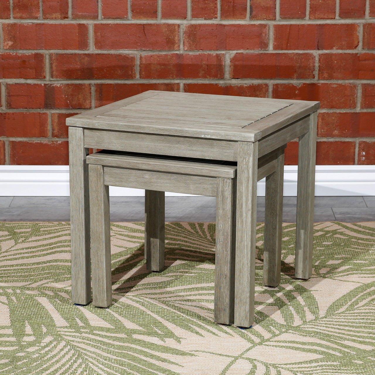 Eucalyptus Nesting Tables Set for Outdoor Entertaining - 2-Piece Collection