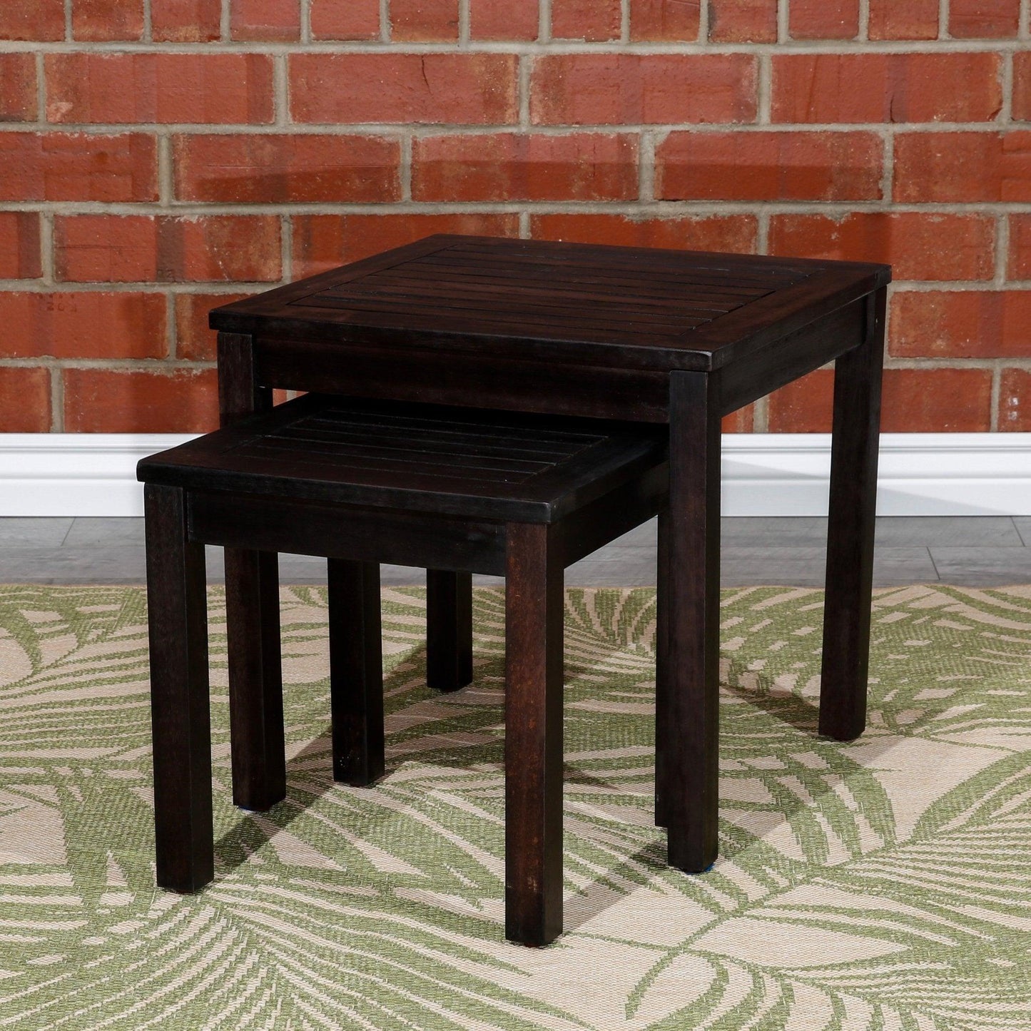 Eucalyptus Nesting Tables Set for Outdoor Entertaining - 2-Piece Collection