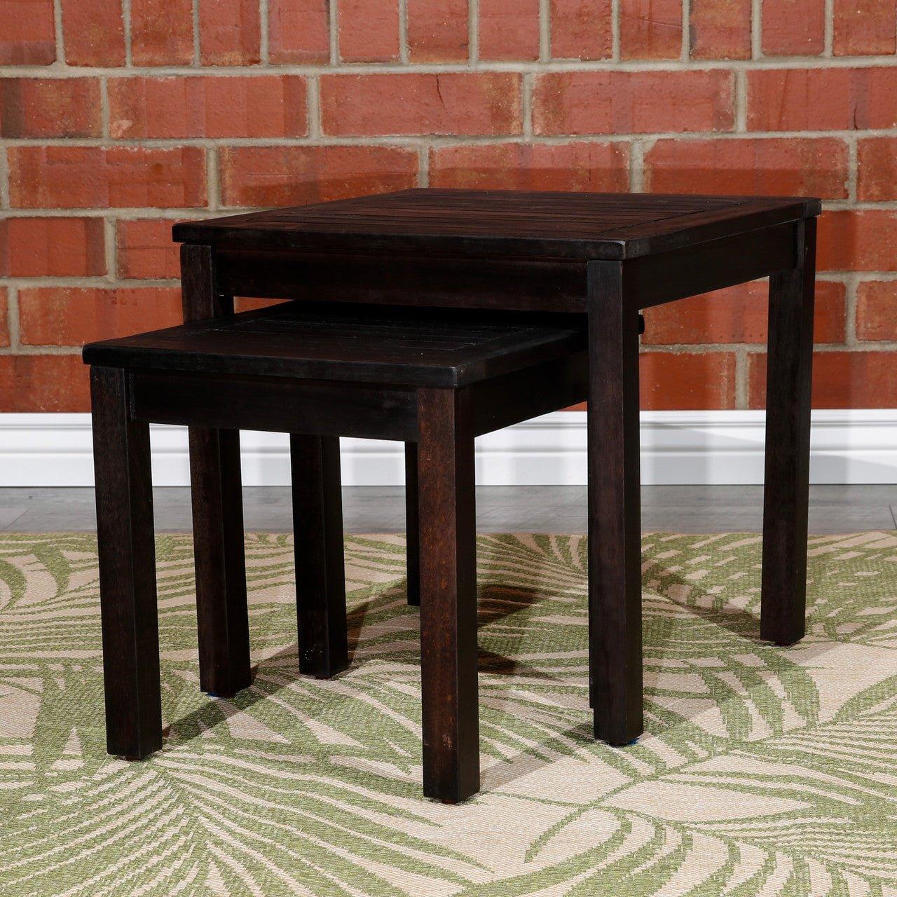 Eucalyptus Nesting Tables Set for Outdoor Entertaining - 2-Piece Collection