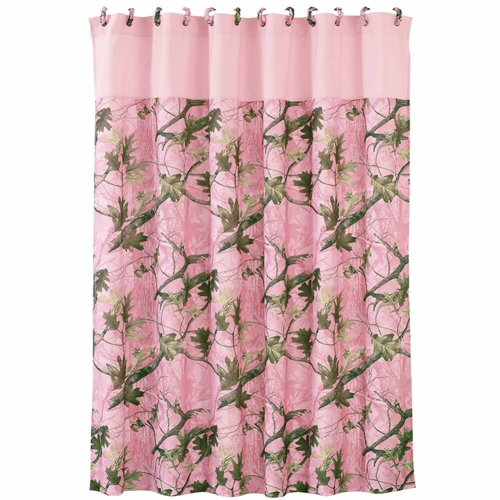 Chic Pink Camo Bathroom Curtain