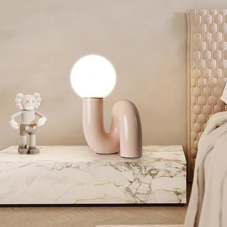 Contemporary Curvy Nightstand Lamp - Playful Artistic Desk Light