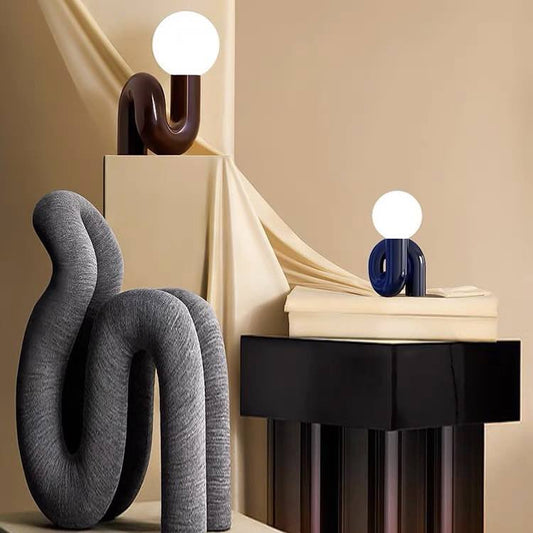 Contemporary Curvy Nightstand Lamp - Playful Artistic Desk Light