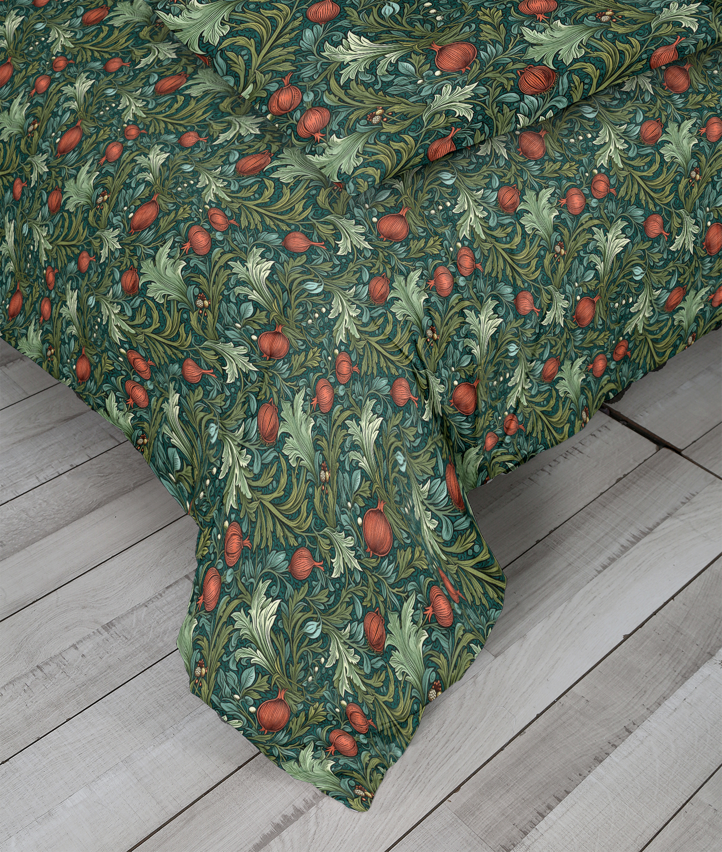 5 Piece Reversible Duvet Cover Set Cotton Blend Pomegranate