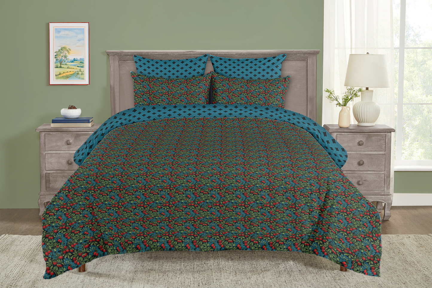 William Morris Inspired Reversible Duvet Cover Set Bedroom