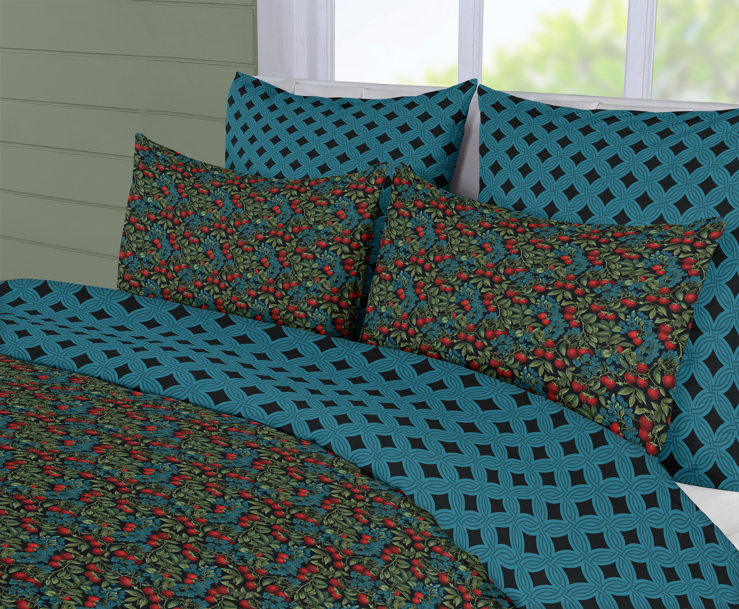 William Morris Inspired Reversible Duvet Cover Set Bedroom