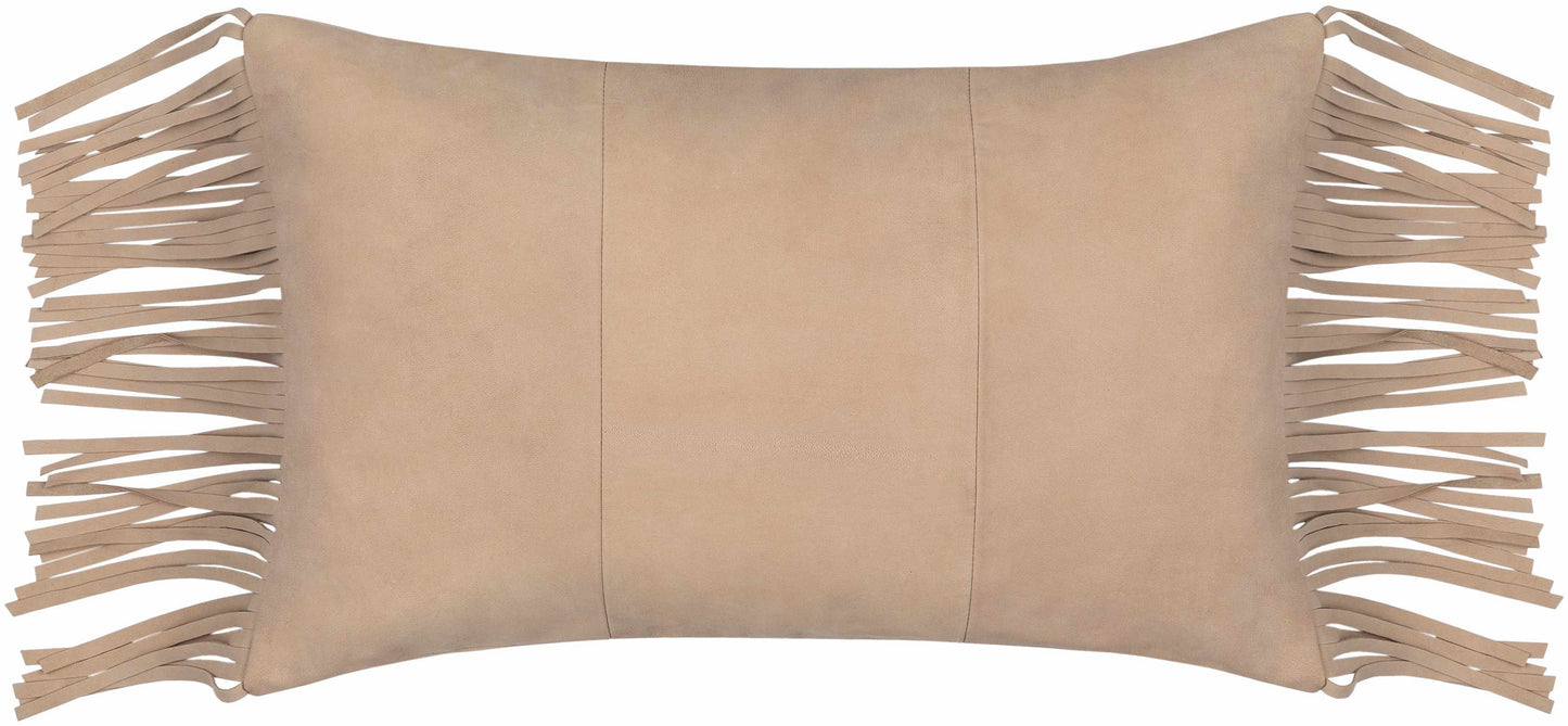 Muratbey Tan Leather Front Southwestern Style Pillow Cover From India