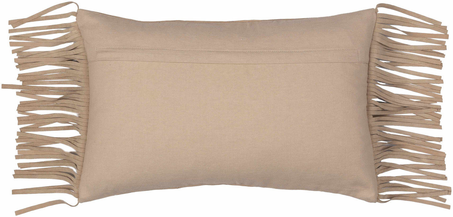Muratbey Tan Leather Front Southwestern Style Pillow Cover From India
