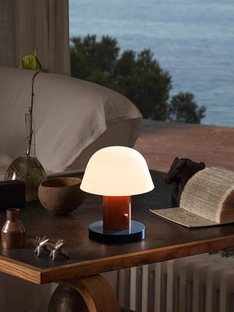 Charming Dimmable Mushroom Table Lamp - Portable Quirky Nursery Glow Light